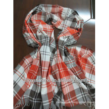 mercerized wool and silk check worsted woven scarf